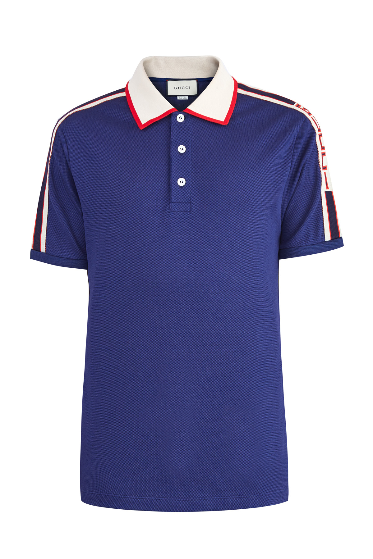 

Поло с отложным воротом контрастного тона и жаккардовыми вставками на рукавах